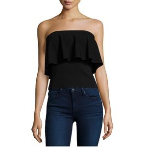MILLY Strapless Flounce Top
